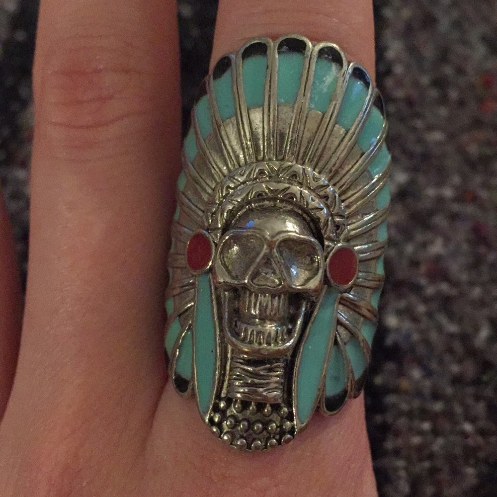 Gypsy Warrior Skull Headress Ring
